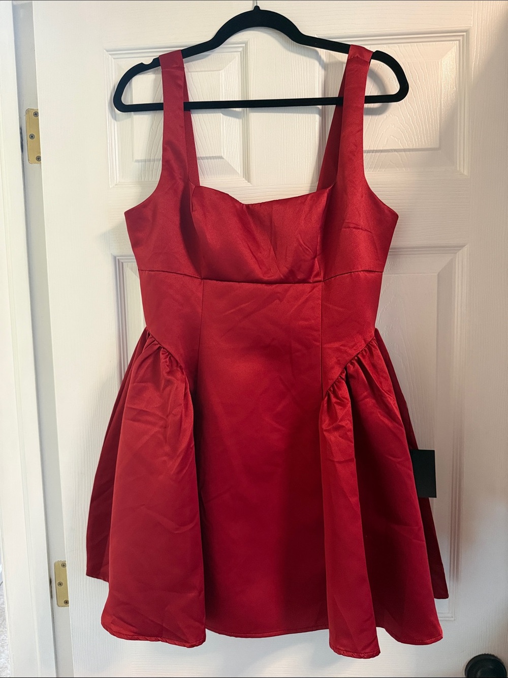 Red Satin Fit-and-Flare Dress